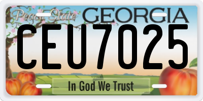 GA license plate CEU7025