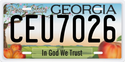 GA license plate CEU7026