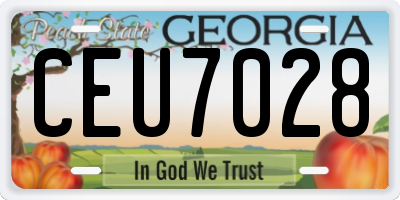 GA license plate CEU7028