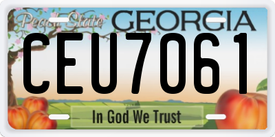 GA license plate CEU7061