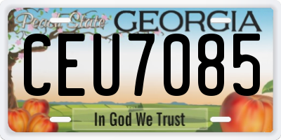 GA license plate CEU7085