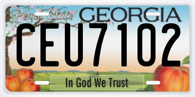 GA license plate CEU7102