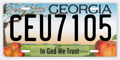 GA license plate CEU7105