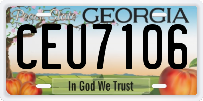 GA license plate CEU7106