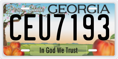 GA license plate CEU7193