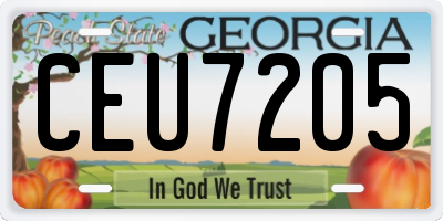 GA license plate CEU7205