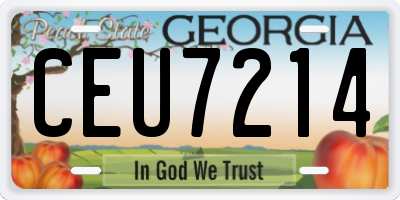 GA license plate CEU7214