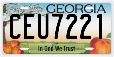 GA license plate CEU7221