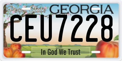GA license plate CEU7228