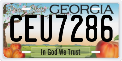GA license plate CEU7286
