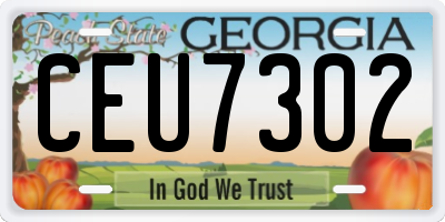 GA license plate CEU7302