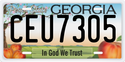 GA license plate CEU7305