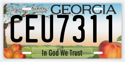 GA license plate CEU7311