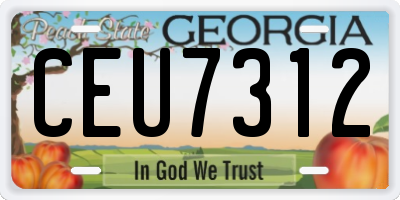 GA license plate CEU7312