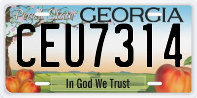 GA license plate CEU7314
