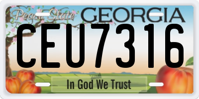 GA license plate CEU7316