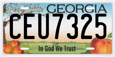 GA license plate CEU7325
