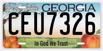 GA license plate CEU7326
