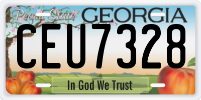 GA license plate CEU7328
