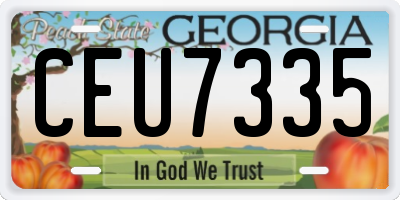GA license plate CEU7335