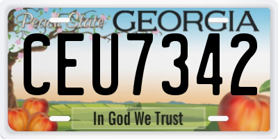 GA license plate CEU7342