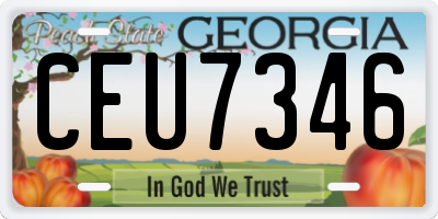 GA license plate CEU7346