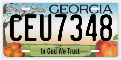 GA license plate CEU7348