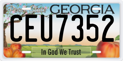 GA license plate CEU7352