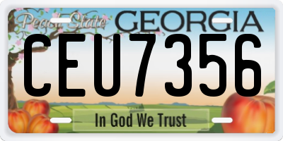 GA license plate CEU7356