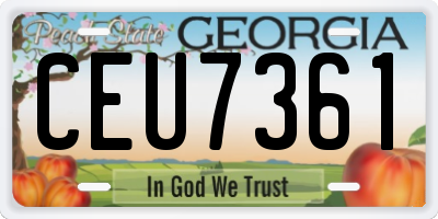GA license plate CEU7361