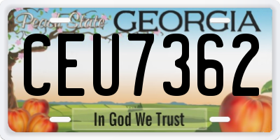 GA license plate CEU7362