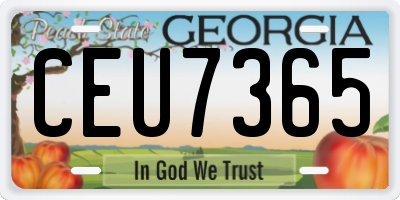 GA license plate CEU7365