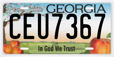 GA license plate CEU7367