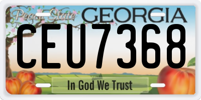 GA license plate CEU7368