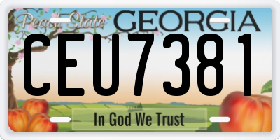 GA license plate CEU7381