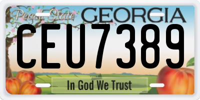 GA license plate CEU7389