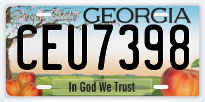 GA license plate CEU7398