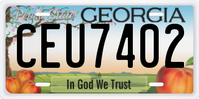 GA license plate CEU7402