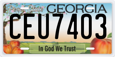GA license plate CEU7403