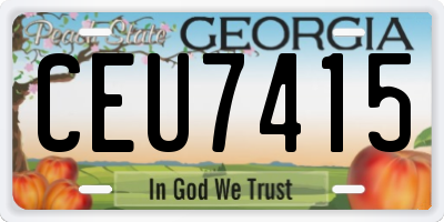 GA license plate CEU7415