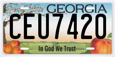 GA license plate CEU7420