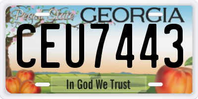 GA license plate CEU7443