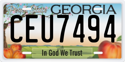 GA license plate CEU7494