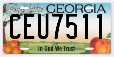 GA license plate CEU7511