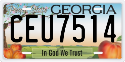 GA license plate CEU7514