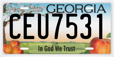 GA license plate CEU7531
