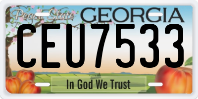 GA license plate CEU7533