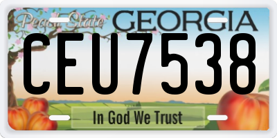 GA license plate CEU7538