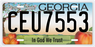 GA license plate CEU7553
