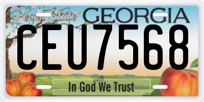 GA license plate CEU7568